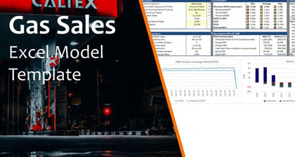 gas sales distribution model template with 3 statements and valuation 15