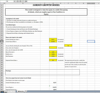Gordon Growth Excel Model - Templarket -  Business Templates Marketplace