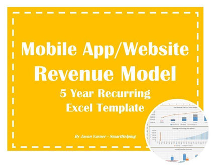 mobile app website 5 year recurring revenue excel model template 1