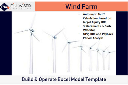 Wind Farm Development Model with Integrated Financial Statement, Cash Waterfall and Automated Tariff
